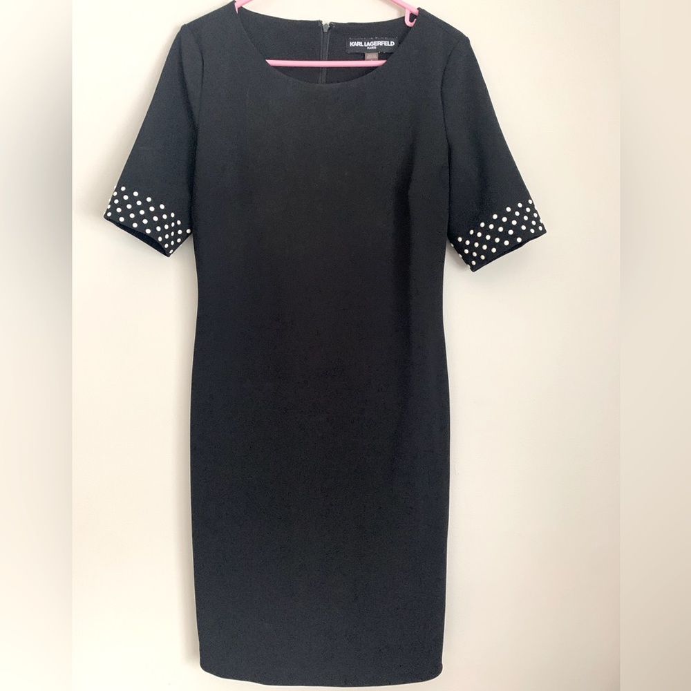 Karl Lagerfield black dress with pearls